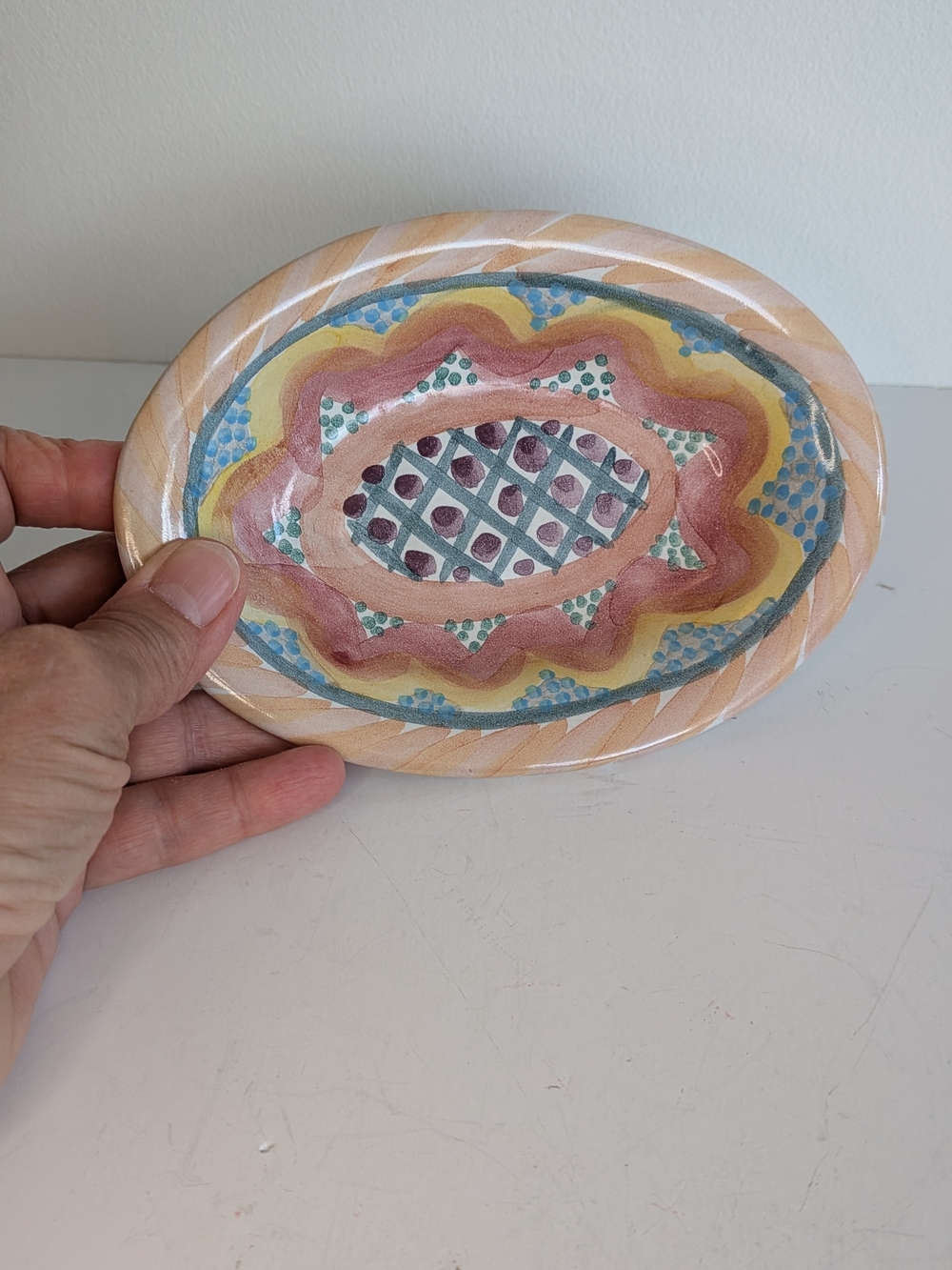 Vintage MacKenzie Childs Oval Soap Trinket Dish 1993 Keukenhof 6"